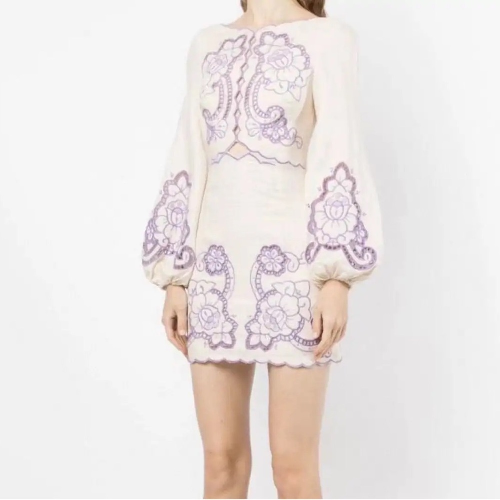 Alice McCall Cream and Purple Mini Dress